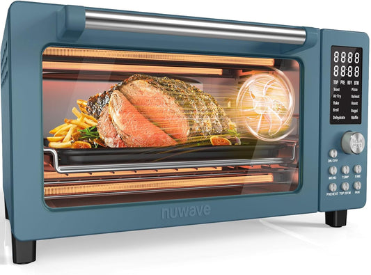 Forno Elétrico e Air Fryer Nuwave Bravo Pro 21L Cozy Blue, 10 Funções, Convecção, Touch, 1800W, Até 232°C, PFAS Free, Bancada, 110V