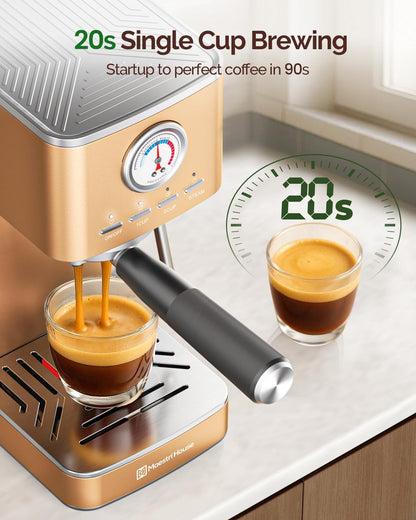 Máquina de Café Espresso Maestri House Rose Golden, 20 Bar ULKA, Vaporizador, Flowmeter, Reservatório 1,3L, Inox, 110V