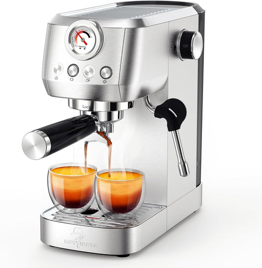Máquina de Café Espresso MAttinata Inox, 20 Bar, Vaporizador Profissional, Reservatório Removível 1,45L, 110V