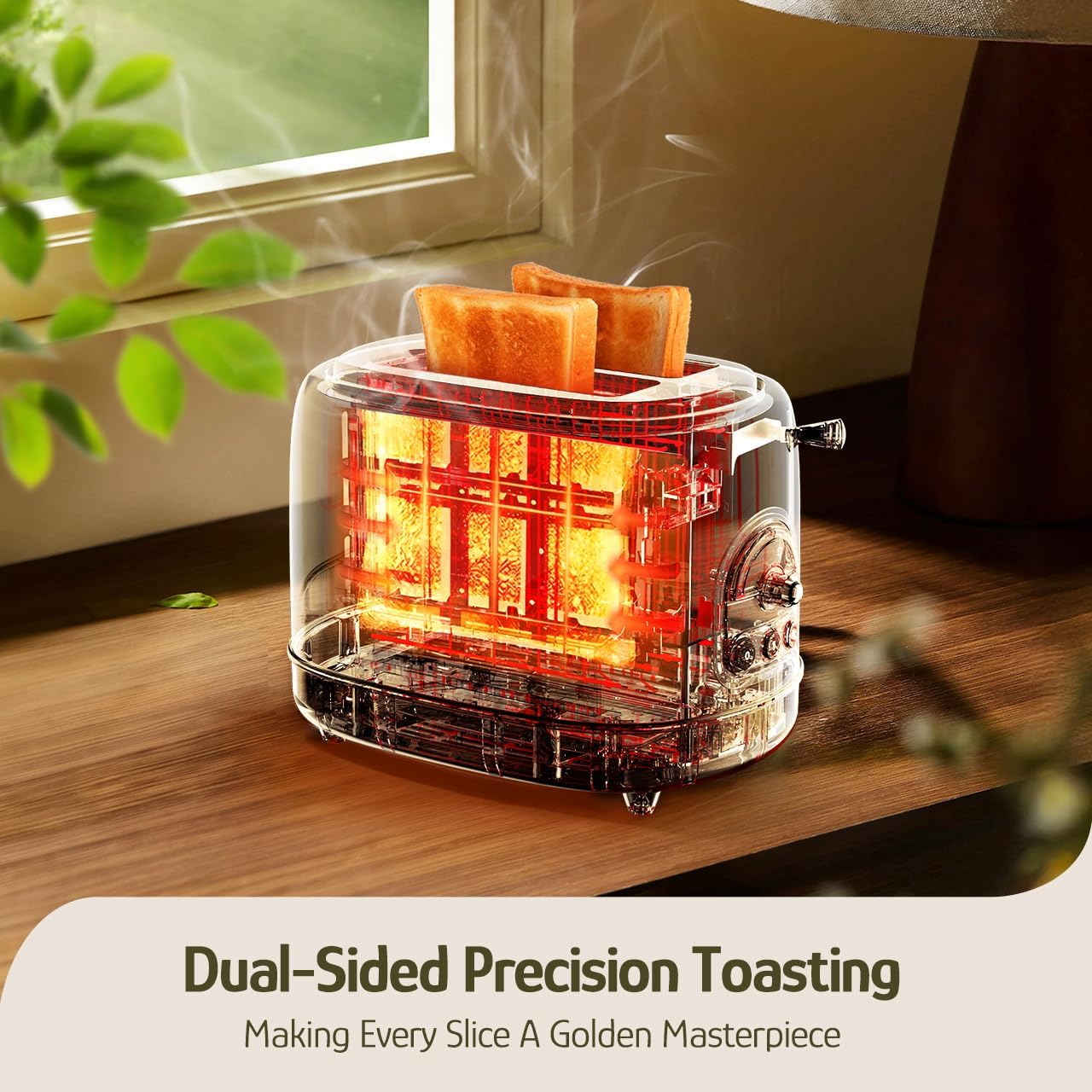 Torradeira Hazel Quinn X Eduardo Recife Floral Retro 2 Fatias 850W 6 Níveis 3 Funções Bandeja Removível Slots Largos Inox 110V