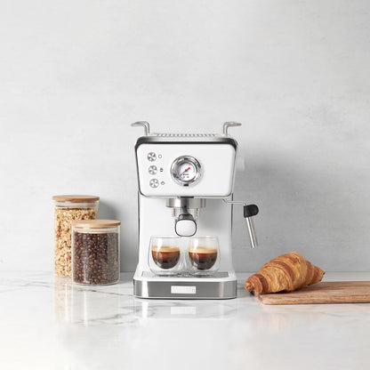 Máquina de Espresso Semi-Automática HADEN Barista Brew, Aço Inoxidável, Ivory & Cobre, 20 Bar, Vaporizador de Leite, Reservatório 1,5L, 110V