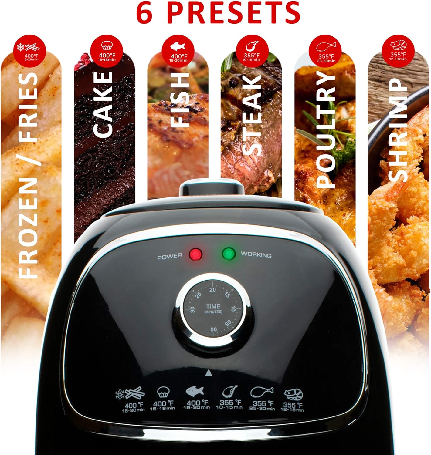 Fritadeira Elétrica Sem Óleo Brentwood Preta 2L Timer e Controle de Temperatura 1200W 110V