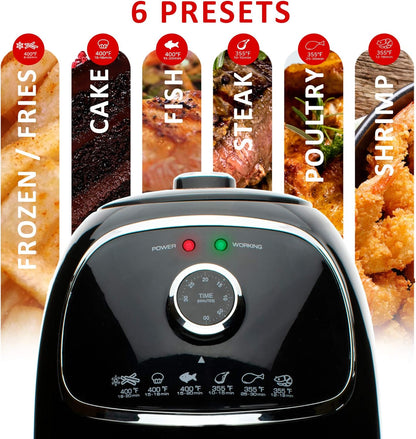 Fritadeira Elétrica Sem Óleo Brentwood Preta 2L Timer e Controle de Temperatura 1200W 110V