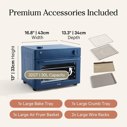 Forno Elétrico Digital 8 em 1 Our Place Wonder Oven Pro 30L Azul Blue Salt, Quartzo e Inox, Air Fry, 1700W, 3 Prateleiras, Sem PFAS, 110V