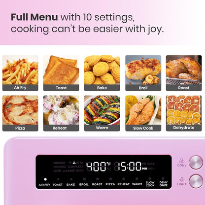 Forno Elétrico de Bancada Air Fryer Toaster Oven 10 em 1 VAL CUCINA TA25-GP3 Rosa Retrô, 26,3 L, Infravermelho, 1750 W, 110 V