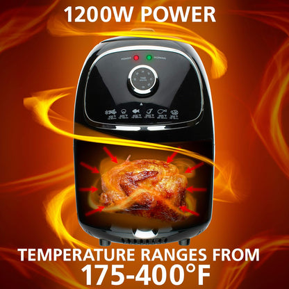 Fritadeira Elétrica Sem Óleo Brentwood Preta 2L Timer e Controle de Temperatura 1200W 110V