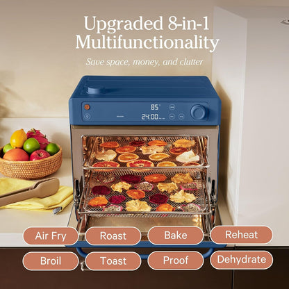 Forno Elétrico Digital 8 em 1 Our Place Wonder Oven Pro 30L Azul Blue Salt, Quartzo e Inox, Air Fry, 1700W, 3 Prateleiras, Sem PFAS, 110V