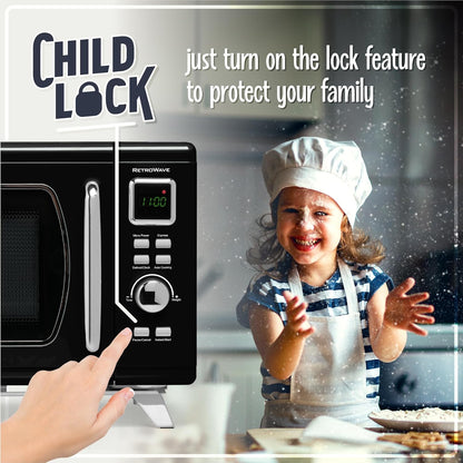 Forno Micro-ondas Retrô de Bancada Nostalgia Preto 25L 900W 5 Níveis 110V