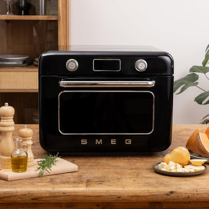 Forno Combinado de Bancada Retrô SMEG Preto 30 L Ar Forçado Vapor e Air Fry 1800W 110V