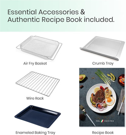 Forno Elétrico de Bancada Air Fryer Toaster Oven 10 em 1 VAL CUCINA TA25-GM1 Verde Retro, 26,3 L, Infravermelho, 1750 W, 110 V