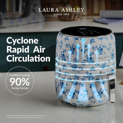 Fritadeira Elétrica Air Fryer Digital 4,5L Laura Ashley Branco com Estampa Floral China Rose 1500W 9 Programas 110V