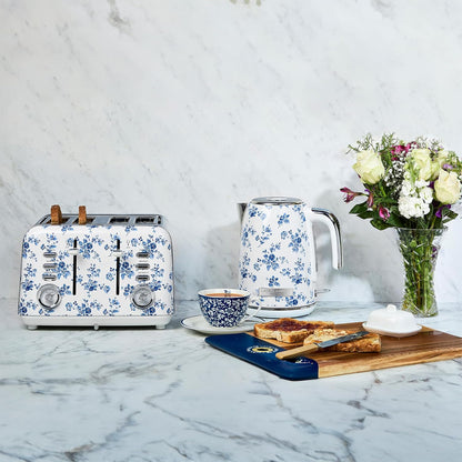 Chaleira Elétrica 1,7L Laura Ashley Rosa China Floral, Aço Inox, Proteção Superaquecimento, Filtro Anticalcário, 1500W, 110V