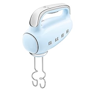 Batedeira Portátil SMEG Azul Retrô 9 Velocidades 220W Display LED Turbo Acessórios em Inox Bolsa de Armazenamento 110V